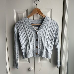 The Commons Girls Blue Cabled Boxy Cardigan Sweater + Tank Set Size M 8-10 NWT